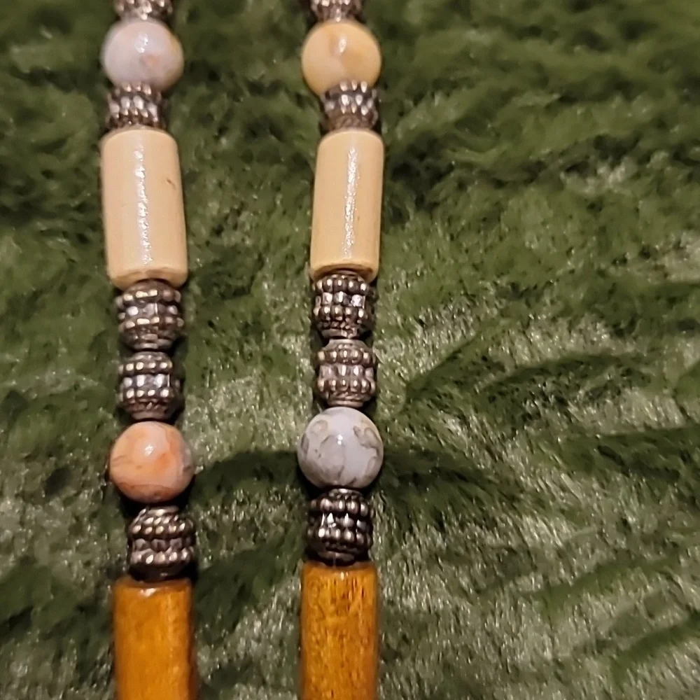 Vintage African Beaded Necklace with Some Natural Stones